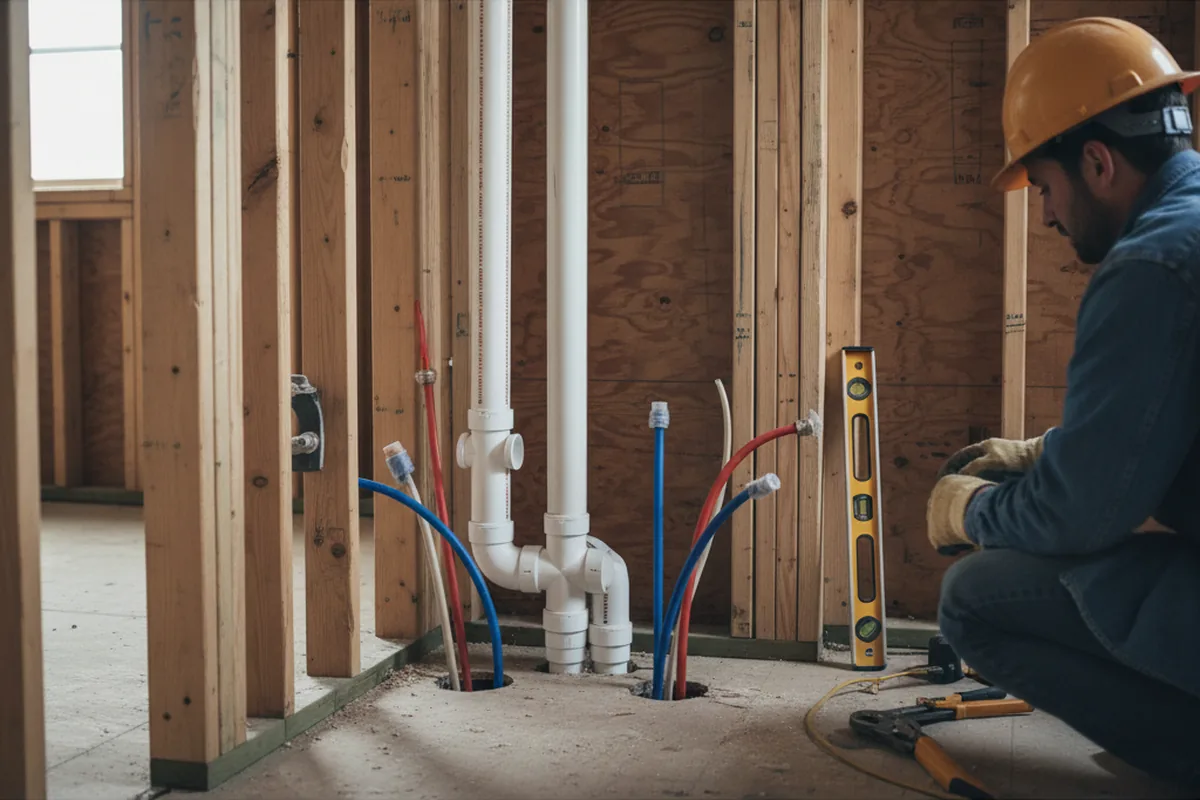 Drain and supply rough-in during Drain Cleaning in Allendale